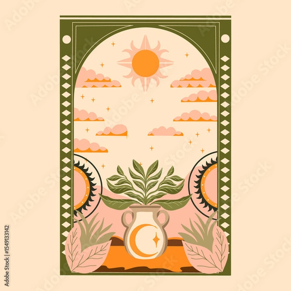 Obraz modern stylish illustration in boho country style. for printing on clothes or fabric	