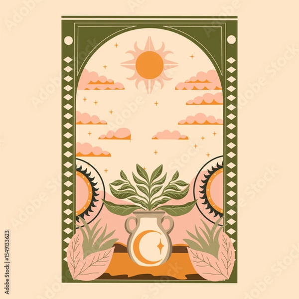 Obraz modern stylish illustration in boho country style. for printing on clothes or fabric