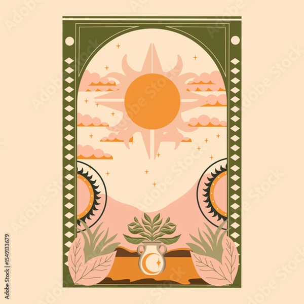 Obraz modern stylish illustration in boho country style. for printing on clothes or fabric