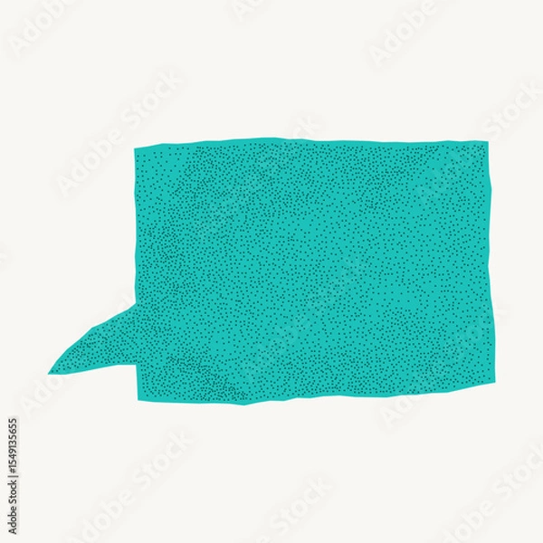Fototapeta Vintage green pastel notebook paper bubble isolated on white background. Crumpled texture, rough torn edge, gritty dots and halftone layer.