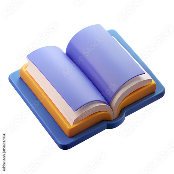 Fototapeta cute cartoon open book realistic 3d rendering