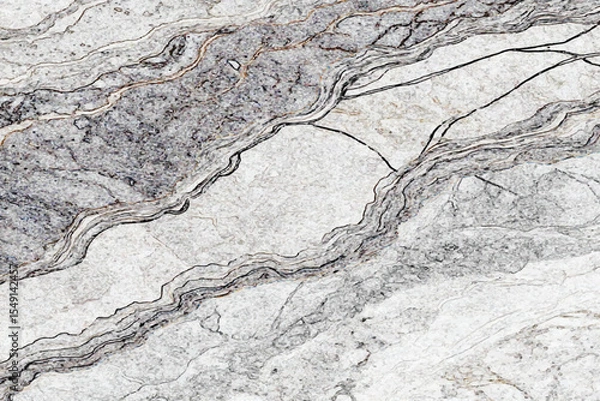 Obraz light gray and white marble stone with dark gray veins and a diagonal pattern running throughout the stone texture.