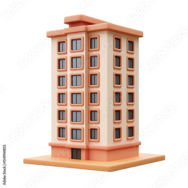 Fototapeta 3d cartoon illustration of a building