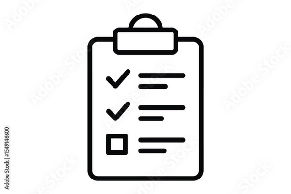 Fototapeta Checklist Clipboard Icon Simple black line art