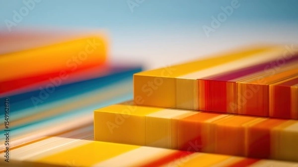 Fototapeta Abstract stacked blocks of vibrant, layered colors