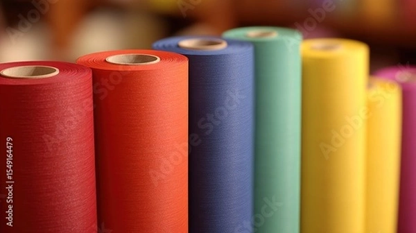 Fototapeta Rows of colorful paper rolls, various shades