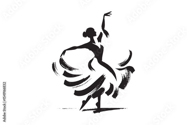 Fototapeta Flamenco dancer poses brush sketch style vector illustration