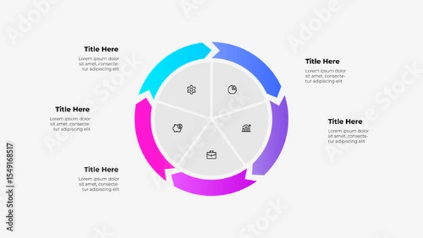 Fototapeta Colorful Circular Infographic Diagram for Business Data Presentation with 5 steps
