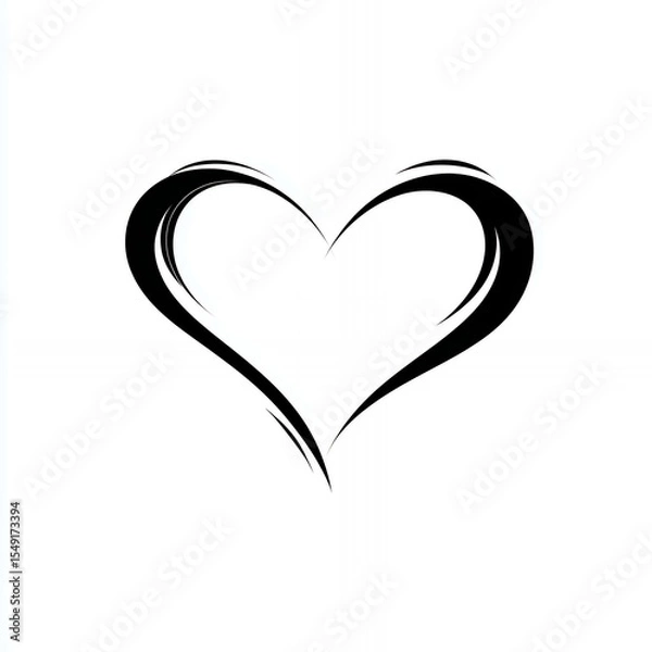 Fototapeta A black and white heart with a wavy line. The heart is the main focus of the image