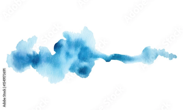 Fototapeta Abstract watercolor blue shape on white background. Color splashing stain vector
