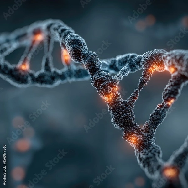 Obraz Detailed 3D Render of Glowing DNA Double Helix