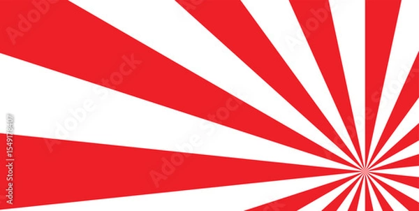 Fototapeta Red and White Radial Sunburst with Bottom-Right Focus