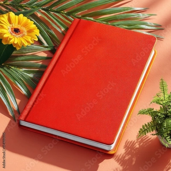 Obraz Elegant Red Hardcover Book Mockup on Pink Background