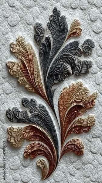 Obraz Embossed Floral Design on Textured Paper Background