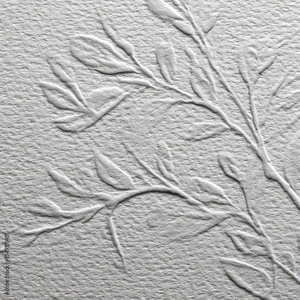 Obraz Embossed Silver Paper Texture with Delicate Plant Pattern