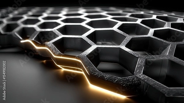 Obraz Ethereal Glowing Hexagonal Grid Pattern