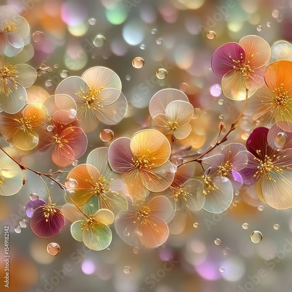 Obraz Ethereal Pastel Flowers with Soft Bokeh Lights
