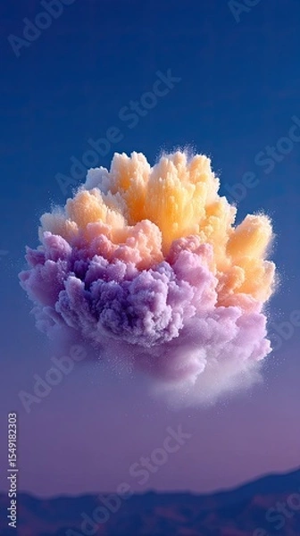 Obraz Fiery Eruption Abstract Art: Purple Orange Yellow Smoke Cloud Explosion