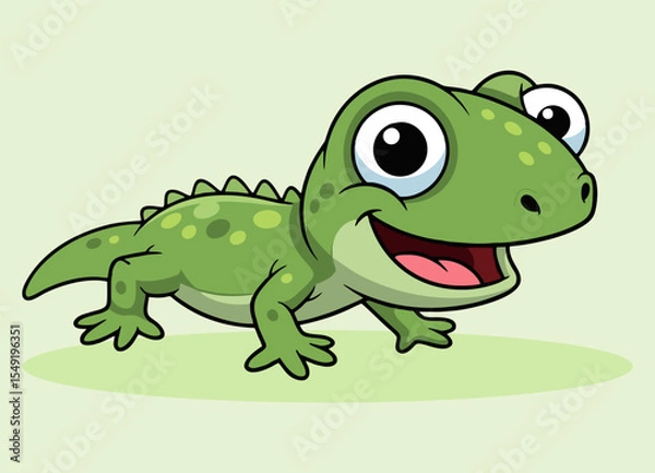 Fototapeta cute little lizard with big eyes  running and and smiling happy