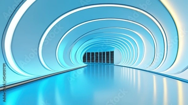 Fototapeta Futuristic tech hub modern architecture and sleek interiors