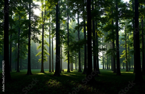 Obraz Sunlight Penetrating the Forest