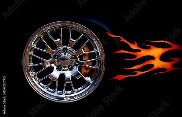 Obraz Flame and Car Wheel Hub