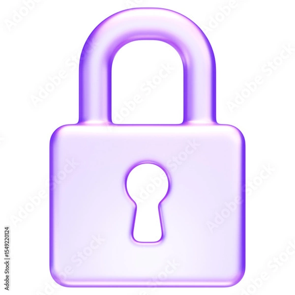 Obraz Padlock icon in soft purple, representing security, protection, privacy, and restricted access, 3d rendering