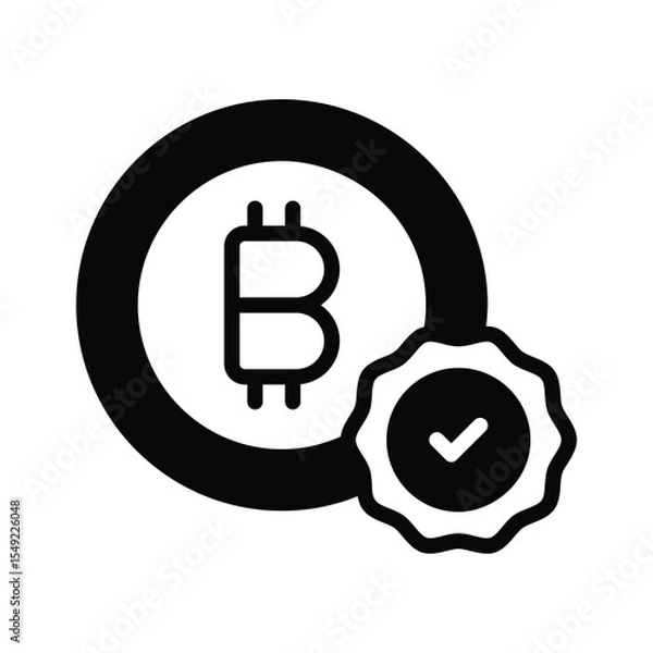 Fototapeta Well crafted glyph icon of bitcoin verification check