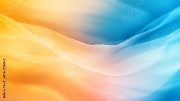 Fototapeta Abstract gradient background with blue yellow and orange colors blurred edges light effects minimalist style simple design