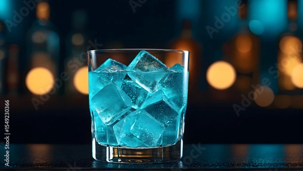 Fototapeta A cocktail that glows like a fragment of deep space — swirling with cosmic energy and served in perfect darkness. This is more than a drink; it's an experience, where futuristic mixology meets cinemat