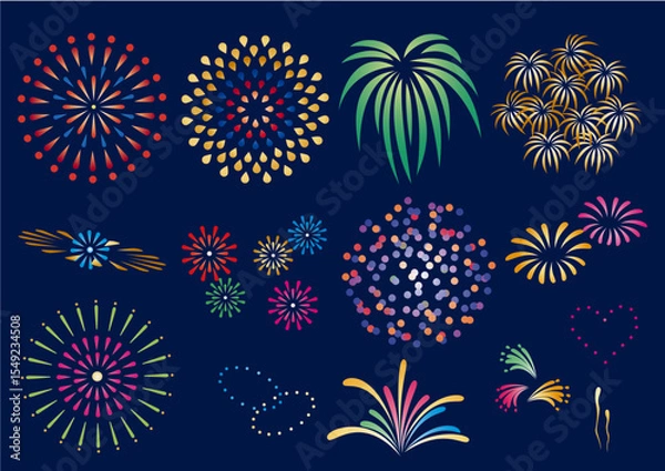 Obraz いろんな花火のグラデーションアイコンセット