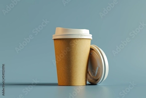Fototapeta premium quality visual of Take out coffee in opened thermo cup