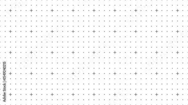 Fototapeta Graph paper pattern. Seamless square grid texture with dots and crosses. Transparent vector illustration.