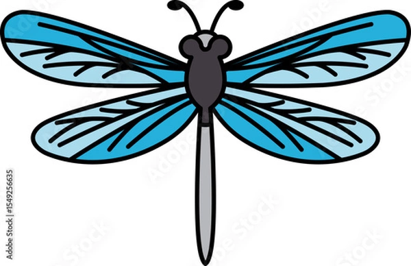 Fototapeta black and white isolate icon vector of dragonfly