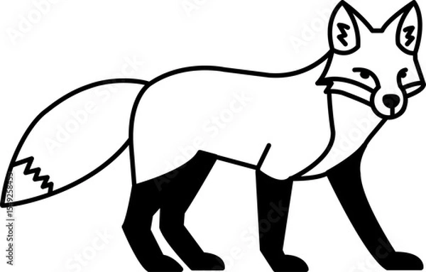 Fototapeta isolate black and white fox icon vector