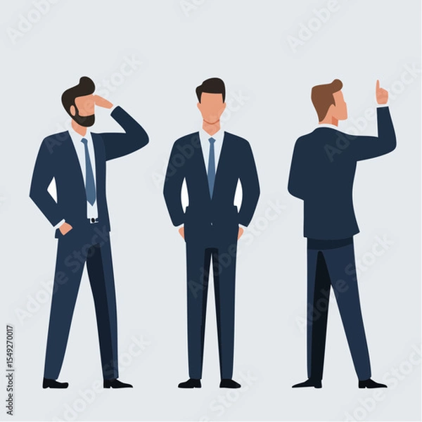 Obraz Silhouettes of Businessman character in different poses.