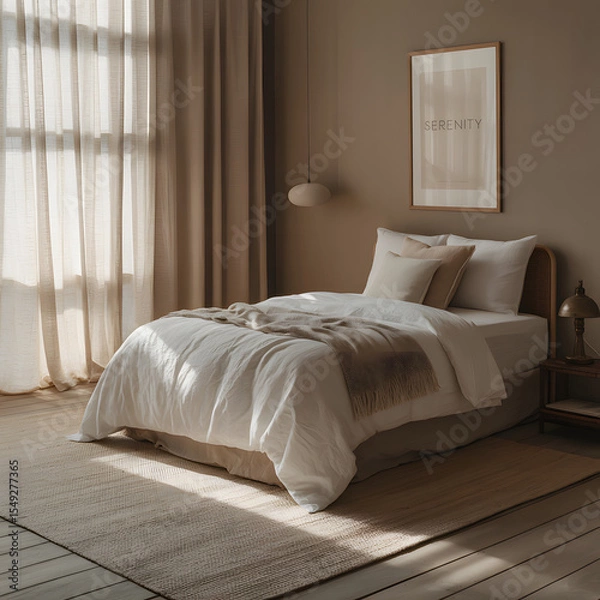 Obraz Neutral Bedroom Interior Design Morning Light Home Decor