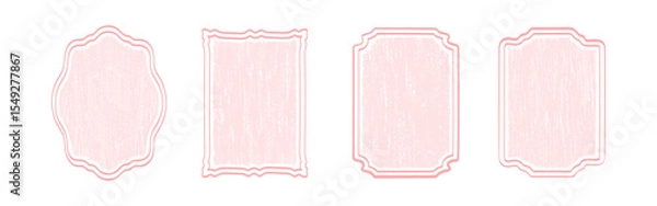 Obraz Cute pink hand-drawn vector frame set with minimal crayon hatch textures, abstract geometric shapes, grunge elements, and doodle-style borders for a fun, sketchy, and creative design look. Vintage set