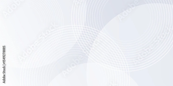 Fototapeta Vector white background with white circle lines. Digital future technology concept background. modern art