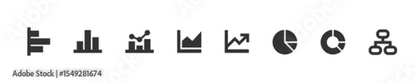 Fototapeta Data and Chart set of black icons. Vector isolated