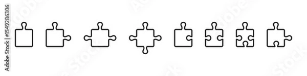 Fototapeta Puzzle icons set. Puzzle pieces line icon. Vector