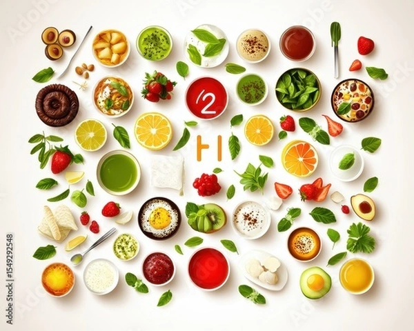 Fototapeta Colorful Arrangement of Natural Ingredients and Fresh Produce Display