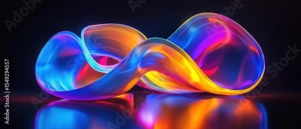 Obraz Abstract colorful neon glowing shapes