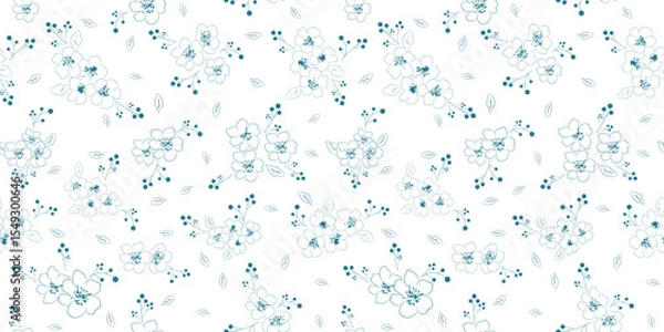 Fototapeta Seamless  floral pattern with white abstract flowers on white background for elegant textile, wallpaper, wrapping paper and digital use. editable
