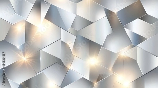 Fototapeta Futuristic Metallic Cubes with Bright Light Reflections Background