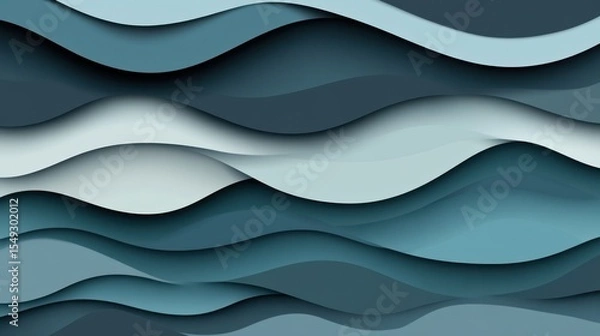Fototapeta Captivating blue wave pattern with layered textures, a modern abstract background with gradient shades for digital designs