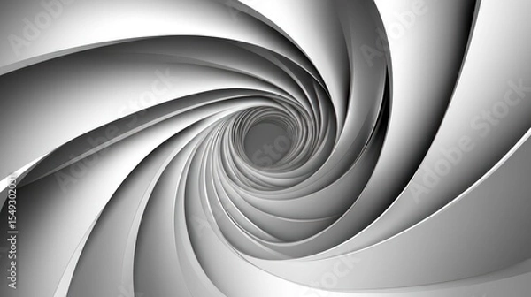 Fototapeta Abstract silver vortex background with swirling shapes and depth perception