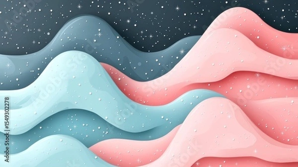 Fototapeta Dreamy Pastel Landscape with Sparkling Snowfall and Gentle Waves of Colors