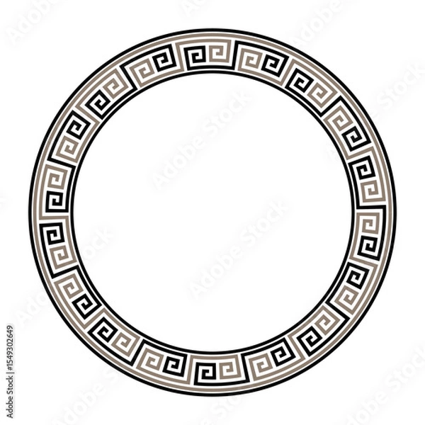 Fototapeta Round frame with greek ornament. Greek meander. Patterns of Ancient Greece, ancient Rome Empire. Circle european border. Typical egyptian, assyrian and greek motives. Template for design