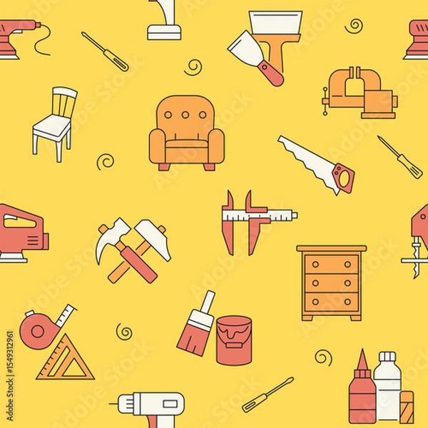 Obraz Bright seamless background with repair tools